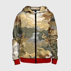 Толстовка на молнии детская Золотистый камуфляж, цвет: 3D-красный