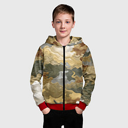 Толстовка на молнии детская Золотистый камуфляж, цвет: 3D-красный — фото 2