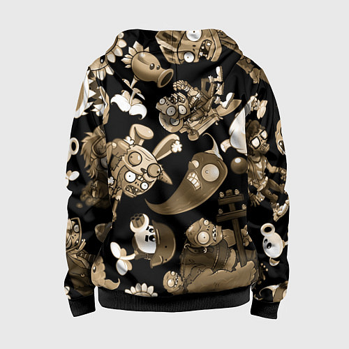 Детская толстовка на молнии Растения против зомби в бежевом цвете / 3D-Черный – фото 2