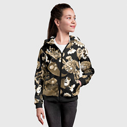 Толстовка на молнии детская Растения против зомби в бежевом цвете, цвет: 3D-черный — фото 2