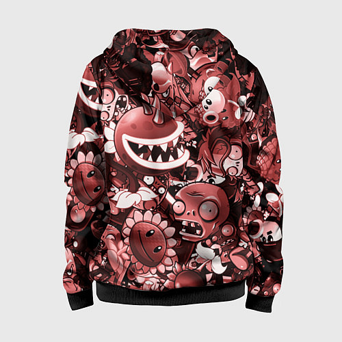 Детская толстовка на молнии Растения против зомби в красном цвете / 3D-Черный – фото 2