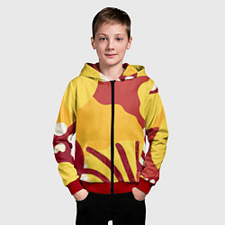 Толстовка на молнии детская Жаркий африканский паттерн, цвет: 3D-красный — фото 2