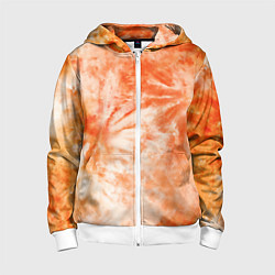 Толстовка на молнии детская Оранжевый тай-дай пятна, цвет: 3D-белый