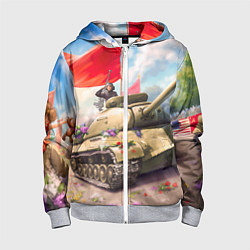 Толстовка на молнии детская Русский танк, цвет: 3D-меланж