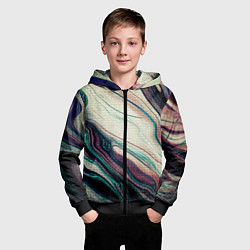 Толстовка на молнии детская Абстракция тёмные краски с текстурой, цвет: 3D-черный — фото 2