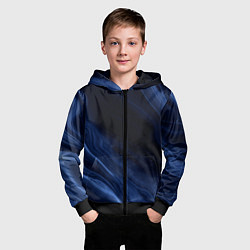 Толстовка на молнии детская Тёмный синий абстракция дымчатый, цвет: 3D-черный — фото 2