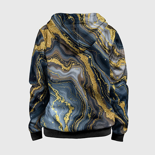 Детская толстовка на молнии Золотые диагонали / 3D-Черный – фото 2