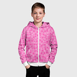 Толстовка на молнии детская Малиново розовые пузыри и горохи, цвет: 3D-белый — фото 2