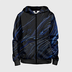 Толстовка на молнии детская Чёрно-синий абстракция линии, цвет: 3D-черный
