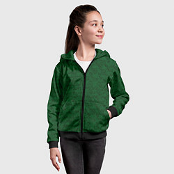 Толстовка на молнии детская Тёмно-зелёный текстурированный, цвет: 3D-черный — фото 2