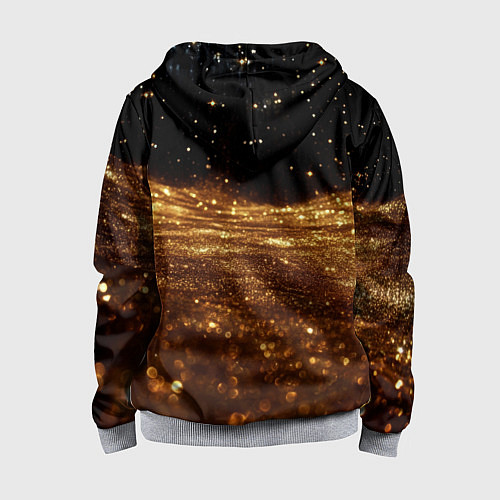Детская толстовка на молнии Золотистые крупицы на черном / 3D-Меланж – фото 2