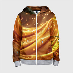 Толстовка на молнии детская Золотая ткань с блестками, цвет: 3D-меланж