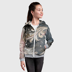 Толстовка на молнии детская Бежевый объемный узор, цвет: 3D-меланж — фото 2