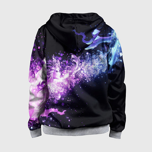 Детская толстовка на молнии Фиолетово-синяя абстрактная волна / 3D-Меланж – фото 2
