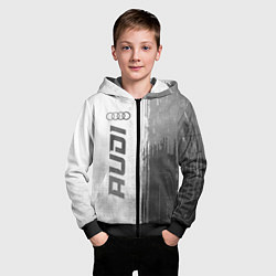 Толстовка на молнии детская Audi - white gradient по-вертикали, цвет: 3D-черный — фото 2