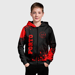 Толстовка на молнии детская Porto - red gradient вертикально, цвет: 3D-черный — фото 2