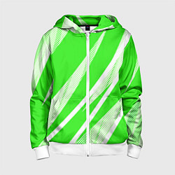 Детская толстовка на молнии Яблочный зелёный абстракция с полосами