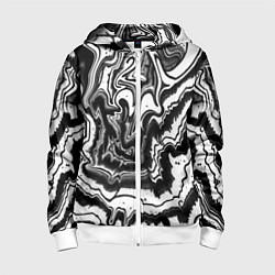 Детская толстовка на молнии Закрученные волны - чб абстракция