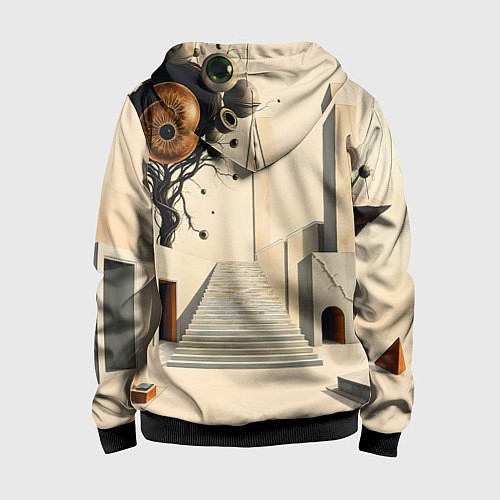 Детская толстовка на молнии Архитектурный сюр / 3D-Черный – фото 2