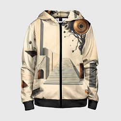 Толстовка на молнии детская Архитектурный сюр, цвет: 3D-черный