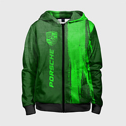 Толстовка на молнии детская Porsche - green gradient по-вертикали, цвет: 3D-черный
