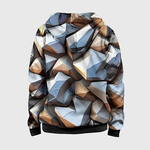 Детская толстовка на молнии Каменно металлическая абстракция / 3D-Черный – фото 2
