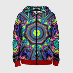Толстовка на молнии детская Оптический узор неоновые краски, цвет: 3D-красный