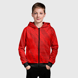 Толстовка на молнии детская Красный полосатый, цвет: 3D-черный — фото 2