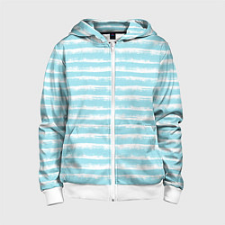Детская толстовка на молнии Бело-голубой полосатый паттерн