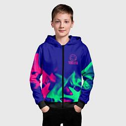 Толстовка на молнии детская Nirvana fire neon, цвет: 3D-черный — фото 2