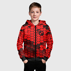 Толстовка на молнии детская BMW карбоновая абстракция, цвет: 3D-черный — фото 2