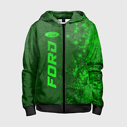 Толстовка на молнии детская Ford - green gradient по-вертикали, цвет: 3D-черный