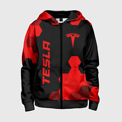 Толстовка на молнии детская Tesla - red gradient вертикально, цвет: 3D-черный