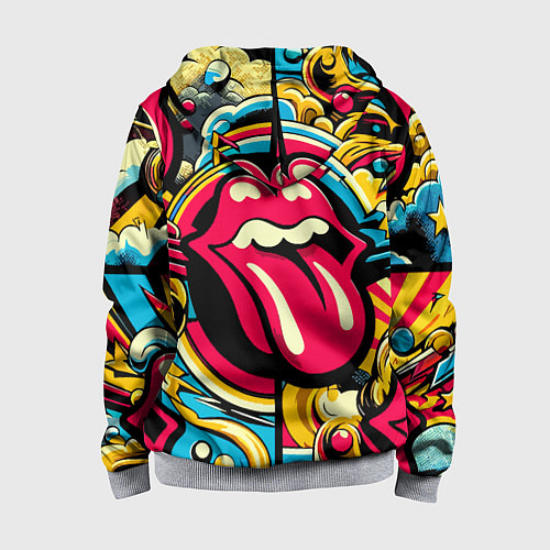 Детская толстовка на молнии Rolling Stones logo - pop art pattern / 3D-Меланж – фото 2