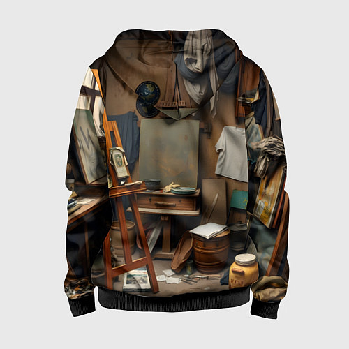 Детская толстовка на молнии Мастерская художника / 3D-Черный – фото 2