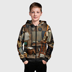 Толстовка на молнии детская Мастерская художника, цвет: 3D-черный — фото 2