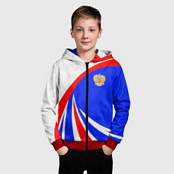 Толстовка на молнии детская Герб России - цвета флага, цвет: 3D-красный — фото 2