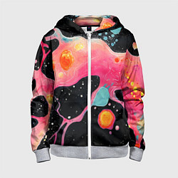 Толстовка на молнии детская Розовая текстура в черном, цвет: 3D-меланж