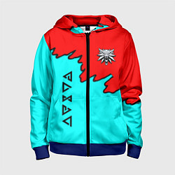 Толстовка на молнии детская Ведьмак краски логотип, цвет: 3D-синий