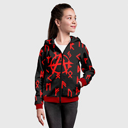 Толстовка на молнии детская Анархия символы, цвет: 3D-красный — фото 2