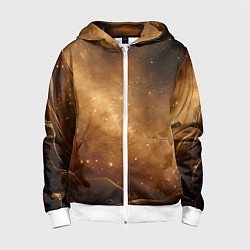 Толстовка на молнии детская Песочный фон со звездами, цвет: 3D-белый