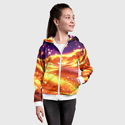 Толстовка на молнии детская Золотая волнистая текстура, цвет: 3D-белый — фото 2