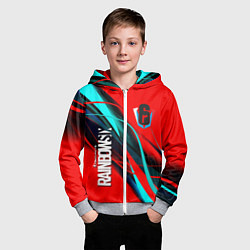 Толстовка на молнии детская Rainbow six геометрия полосы, цвет: 3D-меланж — фото 2