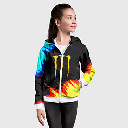 Толстовка на молнии детская Monster energy огненные краски, цвет: 3D-белый — фото 2