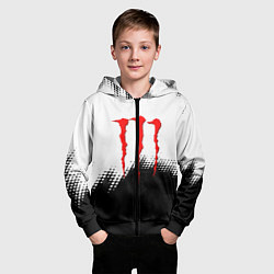 Толстовка на молнии детская Monster energy чёрно белые краски, цвет: 3D-черный — фото 2