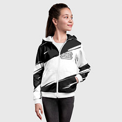 Толстовка на молнии детская PUBG черно белые краски, цвет: 3D-белый — фото 2