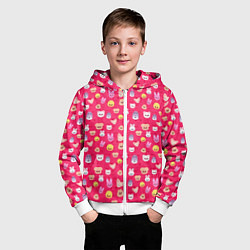 Толстовка на молнии детская Skzoo pattern pink, цвет: 3D-белый — фото 2