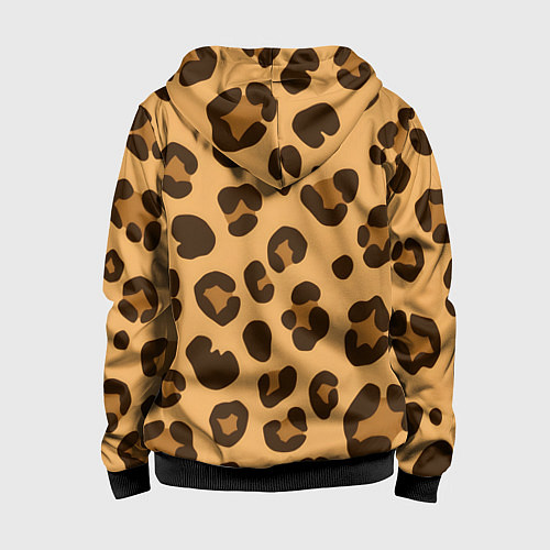 Детская толстовка на молнии Коричневые пятна леопарда / 3D-Черный – фото 2