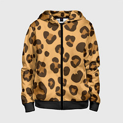 Детская толстовка на молнии Коричневые пятна леопарда