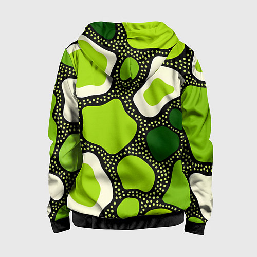Детская толстовка на молнии Зеленая абстракция с кругами / 3D-Черный – фото 2